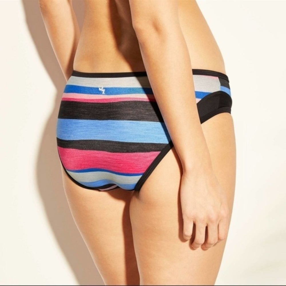 JOYLAB WOMEN'S‎ STRIPED HIPSTER BIKINI BOTTOM L